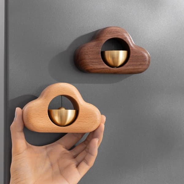 Trä dörrklocka vindspel magnetisk dörrklocka kylskåpsmagnet inflyttningspresent öppningspåminnelse (1 st)