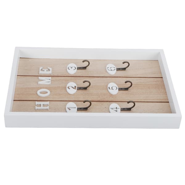Wall Mounted Wooden Key Holder Key Organizer Hanger Decorative Key Rack (D)