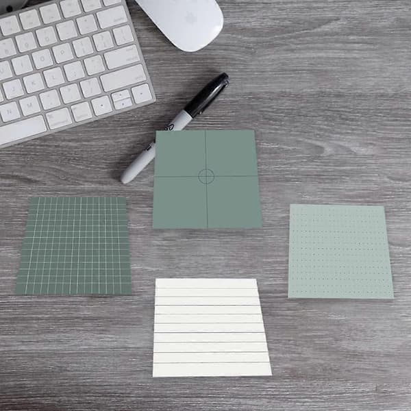 4-pak 240 ark kreative sticky notes, selvklæbende notesblokke, sticky notes med priknet, gitter, linjer, fire kvadranter, stil B