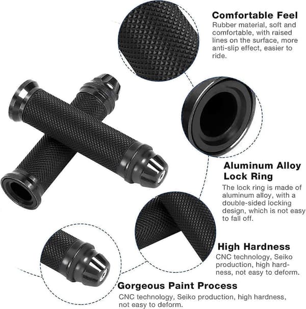 Motorcycle Grips, Universal CNC Aluminum Alloy 7/8' 22mm Motorcycle Handlebar Grips