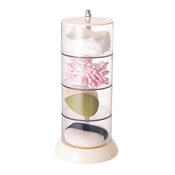 Multi-layer Powder Puff Organizer Breathable Dustproof Earring White Rotatable Container for Home 4 Tiers