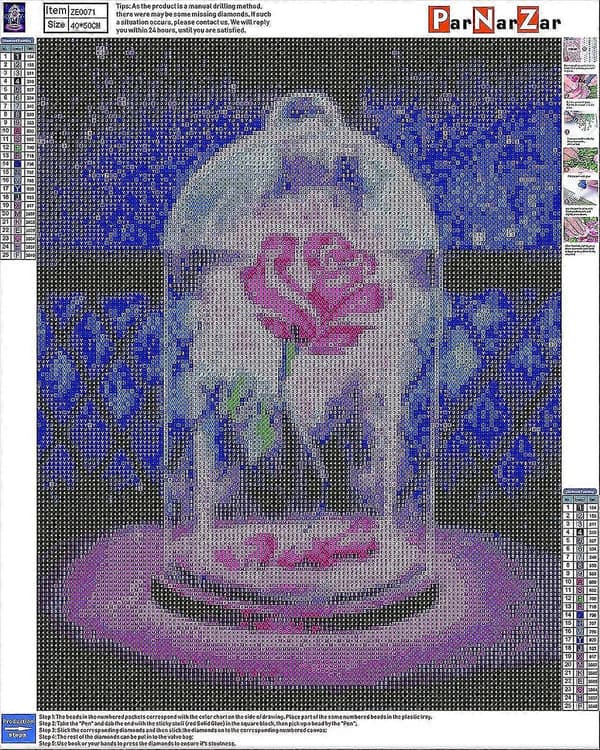 Ros DIY 5D Diamantmaleri Komplet Sæt, krystal Strassbroderi