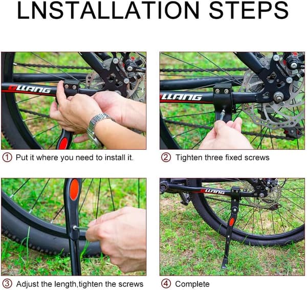 Adjustable Aluminum Bicycle Kickstand, Rear Mount, for 22\"-27\" Bikes