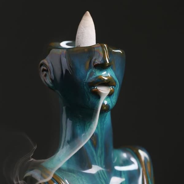Ceramic Backflow Incense Burner - Beauty Statue Incense Holder - Suitable for Office, Yoga Studio