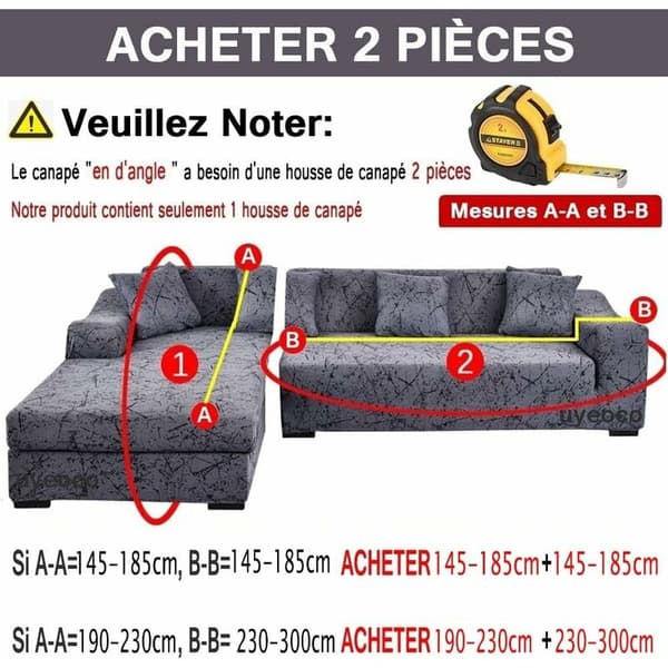 Stræk Hjørnesofabetræk 2 dele, L-formet elastisk sofabetræk, vaskbart universelt sofabetræk, betræk til sofa, 145-185cm KLB