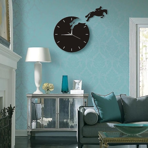 Art Decor Hästhoppare Väggklocka Klocka För Hästhoppning Hästklockor Design 3d Väggklocka