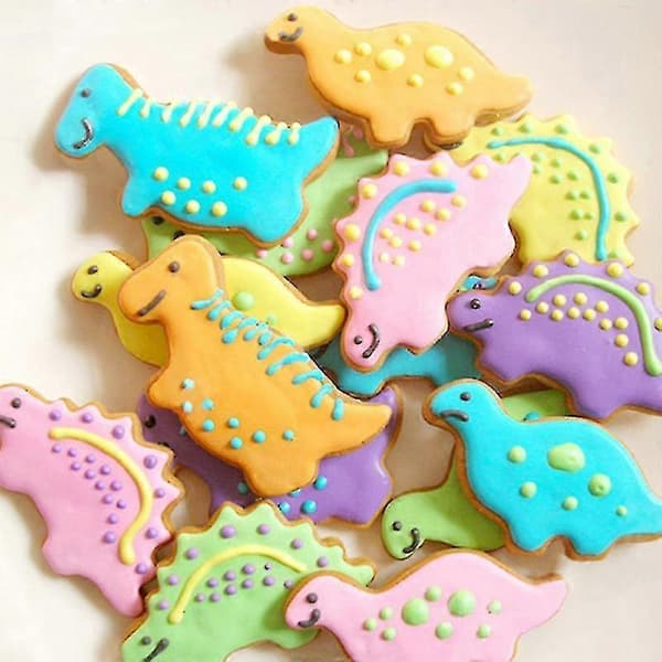 4-delt sett sølv rustfritt stål dinosaur dyr fondant kake kjeks kutter dekorasjonsform (FMY)