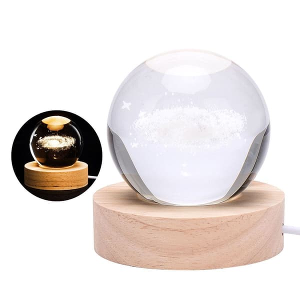 3D Galaxy Crystal Ball Nattlampa LED Solsystem Kristall KLB