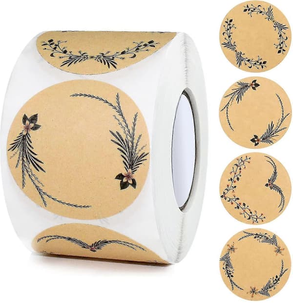 500 Pcs Kraft Paper Labels, Self-Adhesive Labels 5 cm, Jar Labels Type B Type B