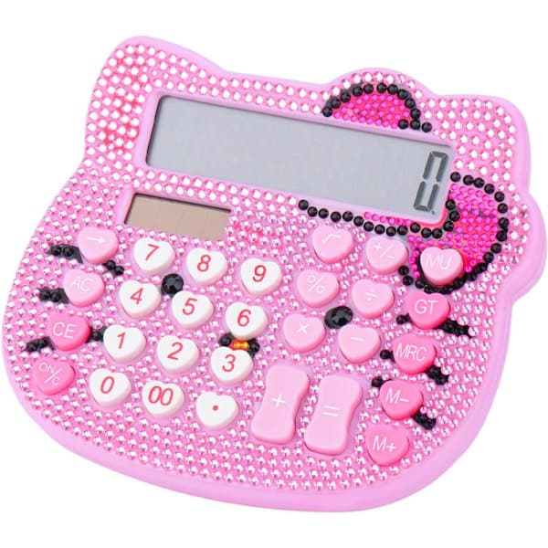 Women's Calculator, 12-Digit Desktop Calculator with Large LCD Display and Sensitive Buttons, Solar and Battery Powered Pink