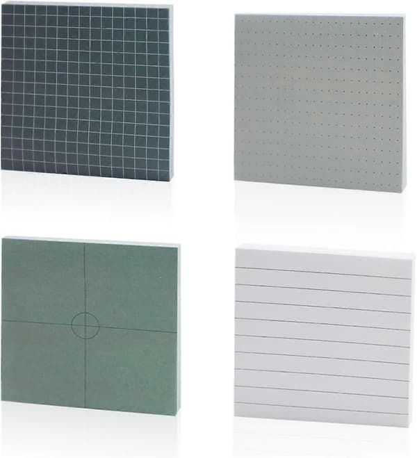 4-pak 240 ark kreative sticky notes, selvklæbende notesblokke, sticky notes med priknet, gitter, linjer, fire kvadranter, stil B