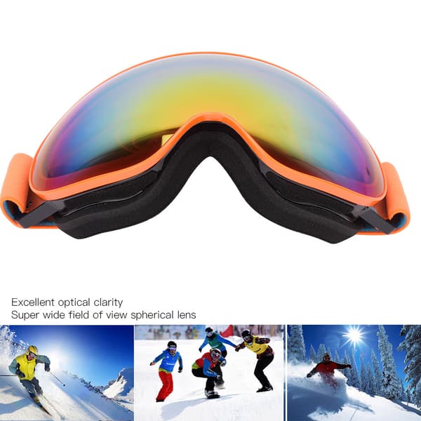MSD007 Unisex Large Spherical Double Layer Anti-fog Breathable Outdoor Ski Goggles (Orange Frame)