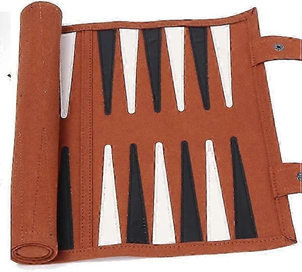 Backgammon sæt i rejsestørrelse - Ægte ruskind, bærbart, letvægts backgammonspil til rejser, der kan rulles sammen - Backgammon i læder, der kan rulles sammen