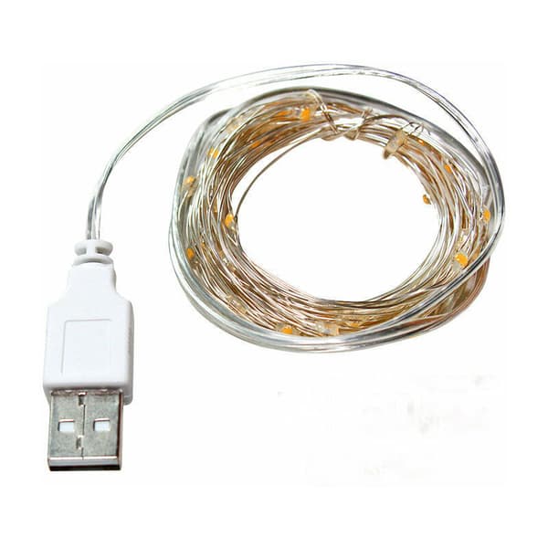 Battery-powered Christmas LED Light Garland 5M 50 LED with Three-Battery Box Remote Control Warm White Copper Wire