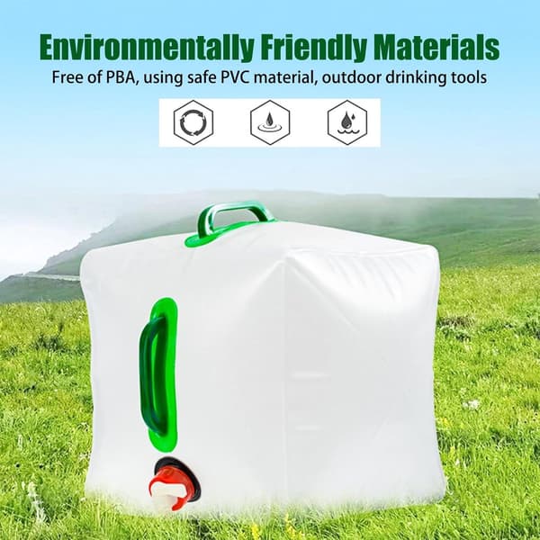20L - Water Tank Foldable Container with Tap Portable Bottle Hydration Camping Easy to Store Travel-Friendly With 2 Handles 28*28*26cm_yu