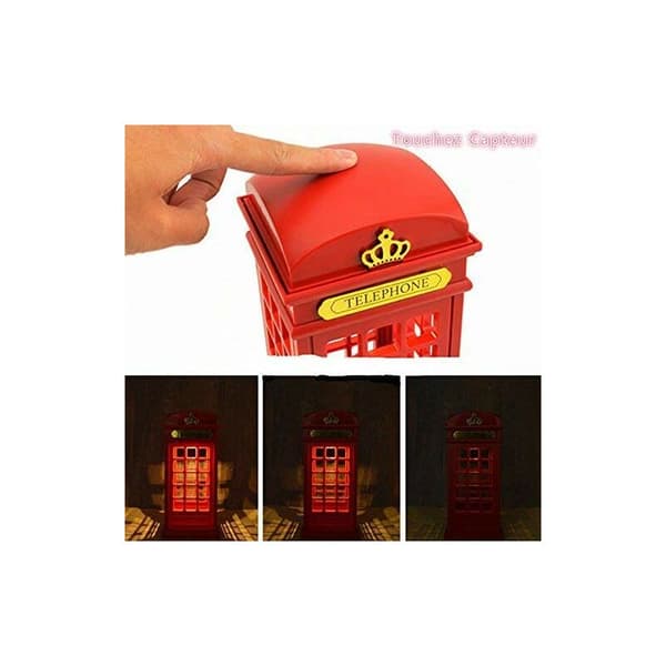 Retro London Telefonboks Lampe Natlampe Nøgle Sensor USB Oplader Sengebords LED Bordlamper