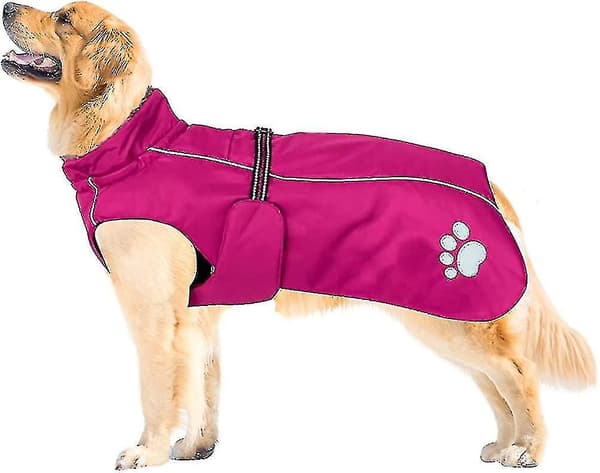 Vattentät hundkappa. Hundvinterkappa med vadderat fleecefoder. Utomhushund
