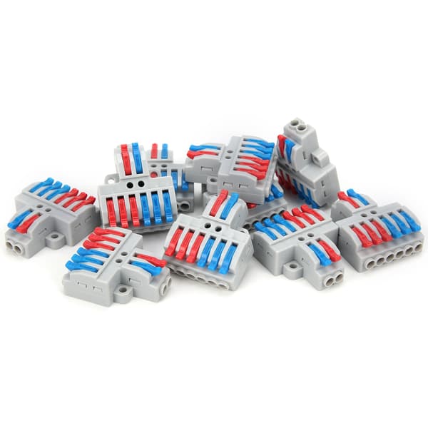 10 pcs wire conductor connector 2in6out with fixed hole 4mm splitter quick connect terminal block 600V