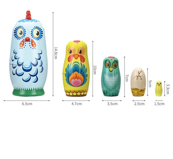 Rysk Matryoshka 5-lagers kyckling Matryoshka dockset träleksak
