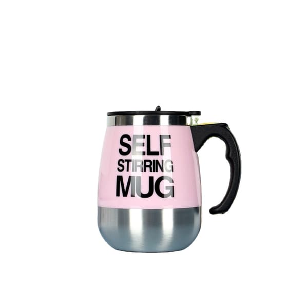 Selvrørende krus Automatisk selvblandende kop i rustfrit stål til kaffe/mælk, perfekt til kontor/køkken/rejser/hjem (pink)