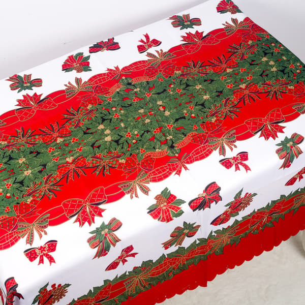 Rectangular Polyester Christmas Tablecloth, Stain-Resistant Christmas Tablecloth with Christmas Tree Pattern for Christmas Table Decoration, Rectangular Table