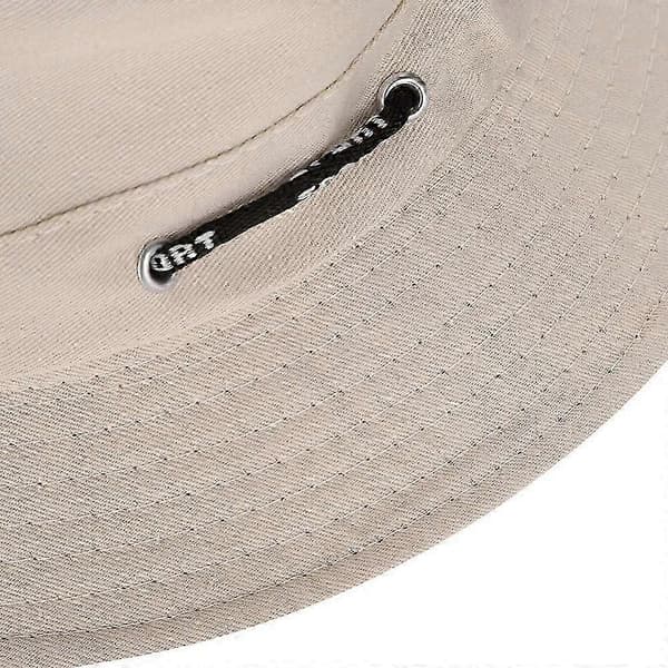Solhat med bred skygge, hagerem, trykknapper i siden og ventilationsåbninger (beige)