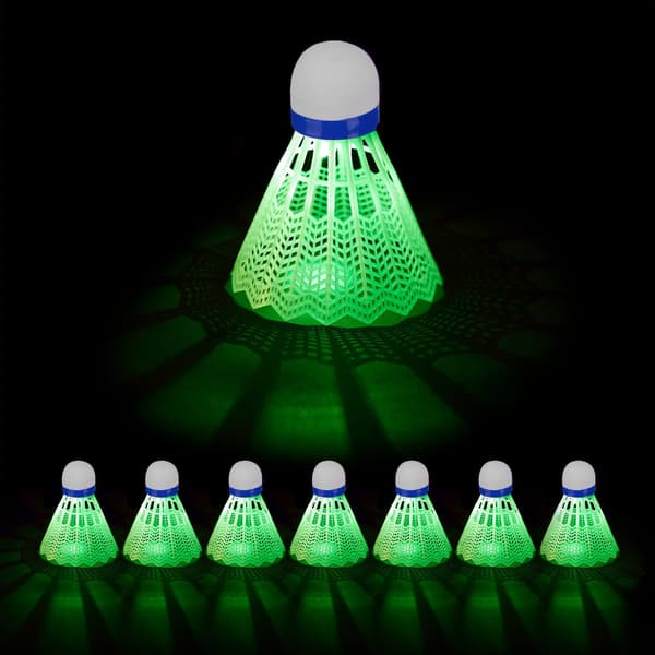 8 värikkään sulkapallon setti, valaistu
