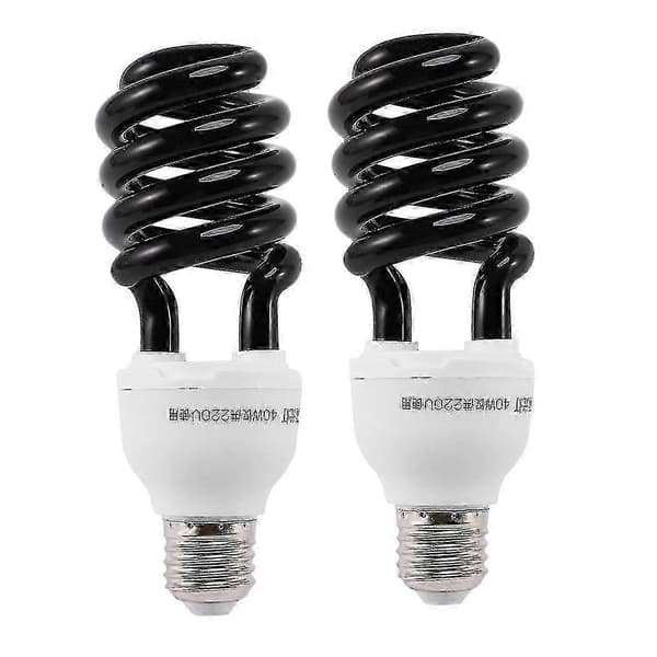 2x E27 40w UV Ultraviolet Fluorescerende Sortlys CFL Pære 220v Form: spiral Watt Volt