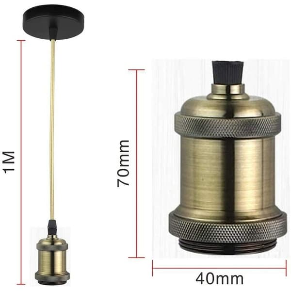 E27 Lampefot - Retro - Antikk - Edison - Pendel - Tilbehør for Takbelysning (Bronse)