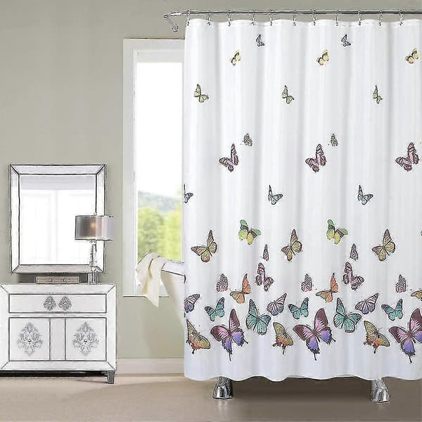 3D bruseforhæng farverig sommerfugl polyester vandtæt trykt bruseforhæng til badeværelse, 180x180cm