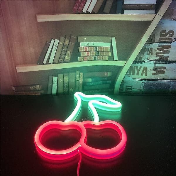 Decorative Cherry Hanging Neon Light - 22.5*19.2*2 cm - USB or Battery Powered - for Home, Bedroom, Bar