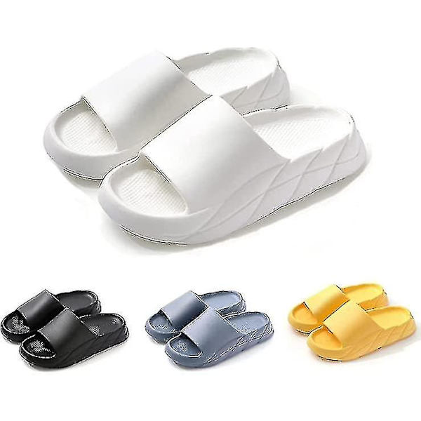 Pudeslippers til Kvinder og Mænd Cloud Slippers Skridsikre Hurtigtørrende Badeslippers, Åben Tå Bløde Tykke Slippers Hvide 12