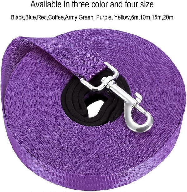 Dog Training Leash, Long Nylon Leash for Dog Tracking, Obedience Training Leash (Purple)