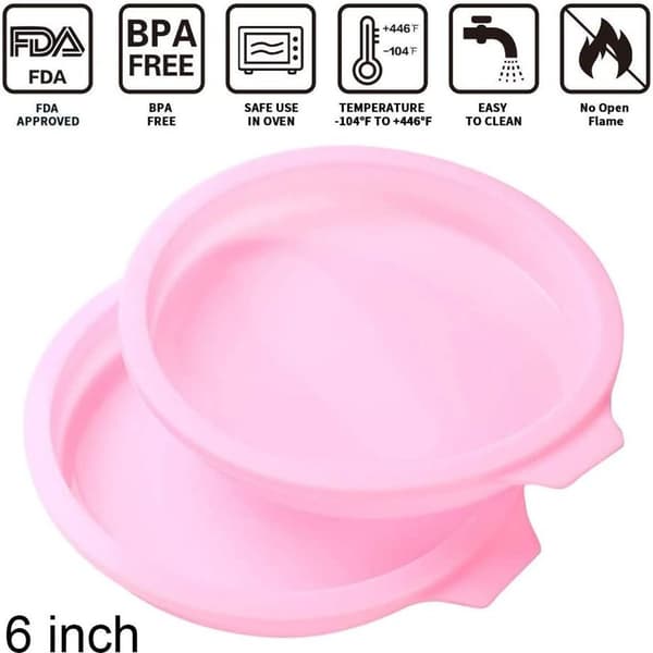 Silikoneforme til kager 6 tommer Pink 4-pak (PINK)