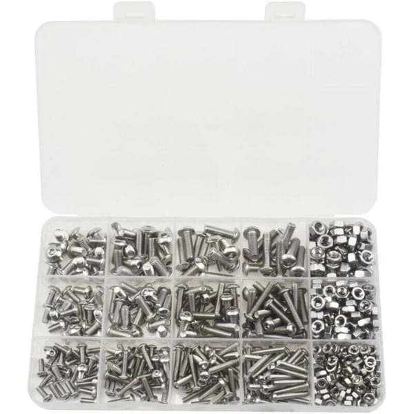 500st Stainless Steel M3 M4 M5 Round Head Bolts with Hex Nuts - Compatible with Various Brands
