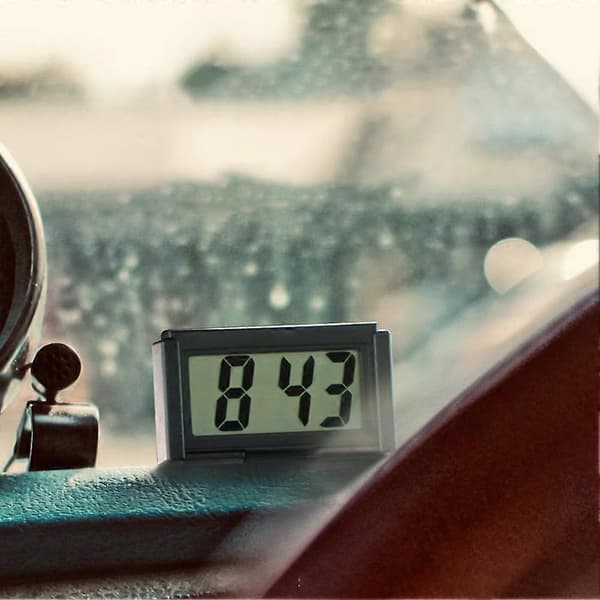 Mini Car Clock Car Truck Dashboard Practical Self-Adhesive New Clock Electronic Digital Holder Vehicle Clock [DB] Red Red