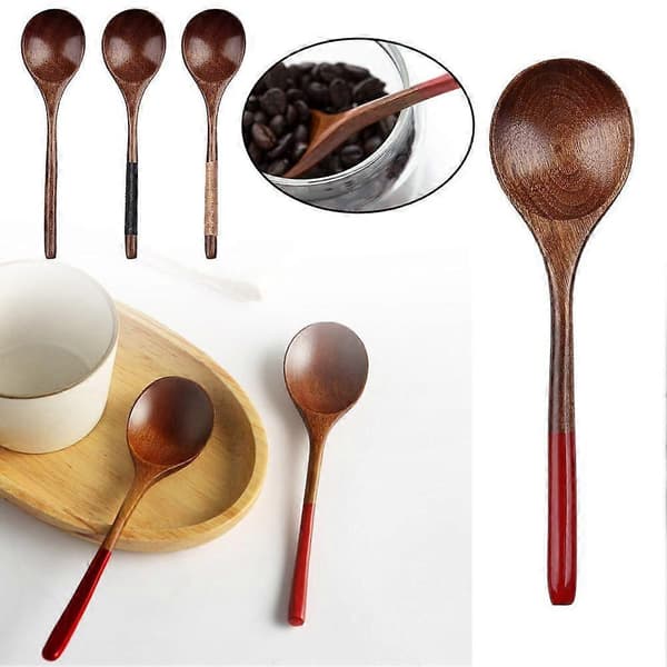 Wooden Spoon Bamboo Kitchen Style Natural Wood Soup Tableware Cooking Spoons