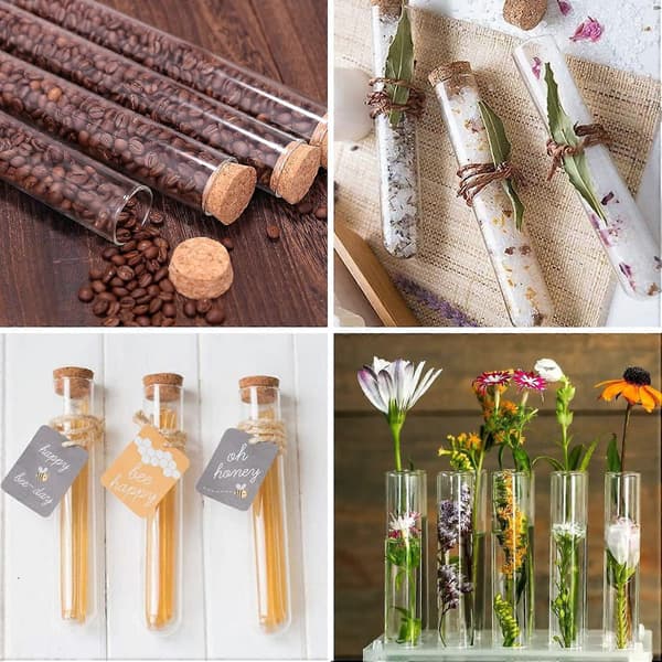 20 pcs test tubes with corks, 20 x 150 mm glass bottles containers for wedding flowers bath salts candy