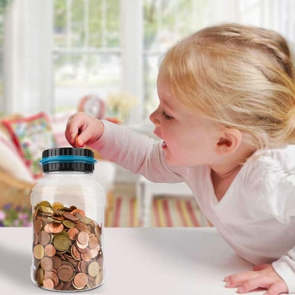 Spargris teller sparegris med LCD-skjerm, automatisk mynttelling glass KLB