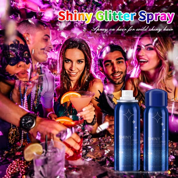 Glitrende Glitterspray 60ml Sølv Glitterspray til Kvinder Glitterpulver Makeupspray Hår- og Kropsglitterspray