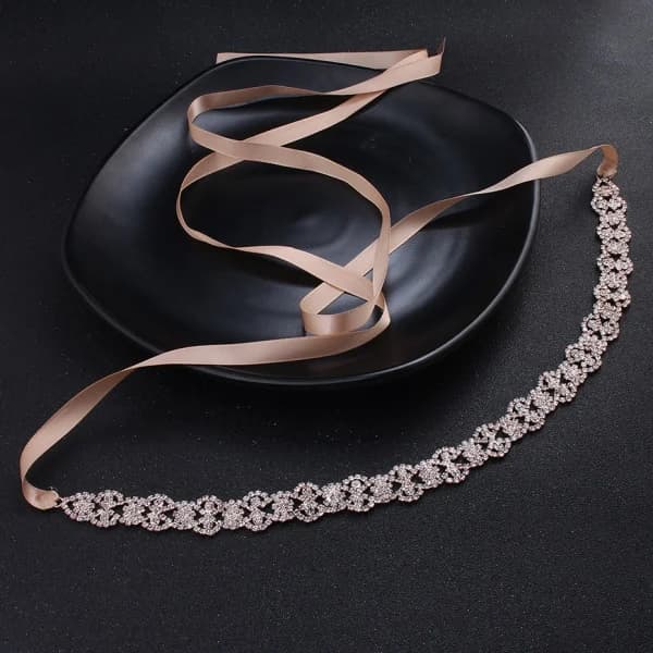 Bröllopsklänning Midjekedja, Handgjort Elegant Lyxigt Strass Bröllopsbälte Dekoration, Brudbälte (Roséguld)
