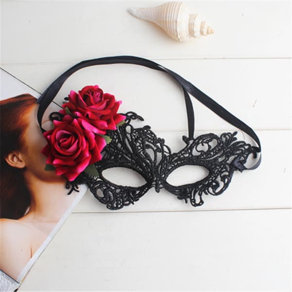 2 stykker fløjlsroser masker - Klassisk maskeradebal