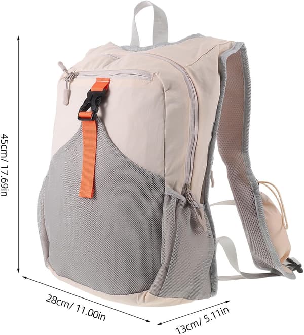 Letvægts vandrerygsæk 15l i vandafvisende polyester, kompakt til kvinder og mænd til camping og pendling i beige
