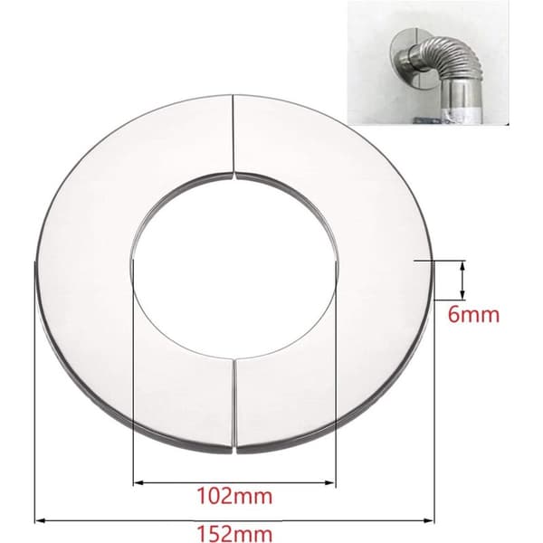 Kaminrörsrosett, rustfri dækroset, rørhylster, skorstensende, kaminroset, bundplade (dækroset, DN 100 mm)