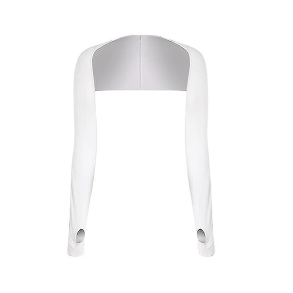 Arm Sleeve with Finger Hole, Cooling Sun Protection, 1-Piece Arm Covers for (One Size, White)