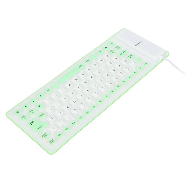 Silicone Keyboard Fully Sealed Design Lightweight Portable Silent Soft Comfortable USB Wired Silicone Keyboard for PC Green