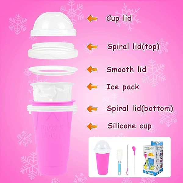 Slushie Cup Slush Machine Ice Cup Silicone Cup Squeeze Cup Summer Cooler Smoothie Cup Double Layers