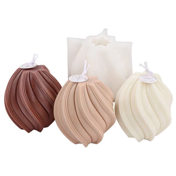 Geometric Swirling Candle Molds Conical Abstract Art, Decorative Wavy Striped Pillars, Modern Candles, Silicone Mold