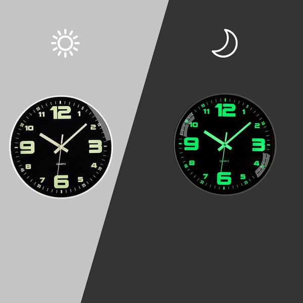Silent Non-Ticking Luminous Wall Clock - 12 \" - Modern Quartz - Large Battery Operated Wall Clock - Easy to Read - for Ho