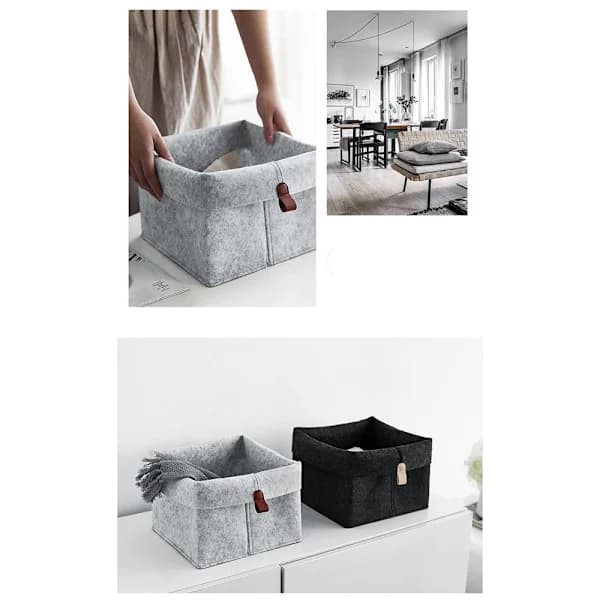 Felt Storage Basket Sundries Storage Basket LIGHT GREY Light Grey 25x25x25cm